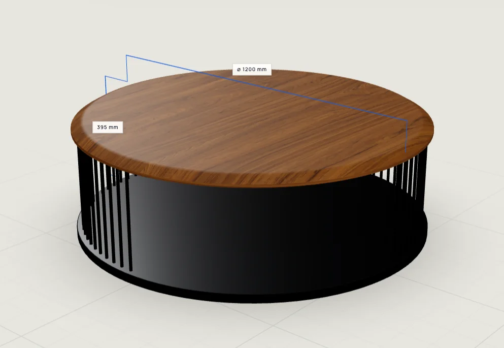 3D model of a coffee table in a configurator